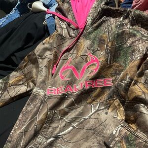 Real tree, pink and camo hoodie size 8 to 10 or medium